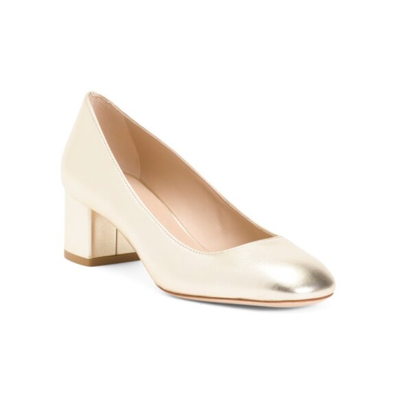 STUART WEITZMAN Light Gold Made In Spain Leather Maeve 50 Heels - Picture 1 of 2